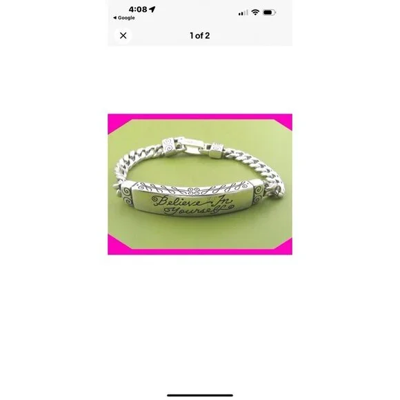 BRIGHTON I.D "Believe in Yourself " Silver BRACELET 7" Brighton Pouch Included - Picture 3 of 5